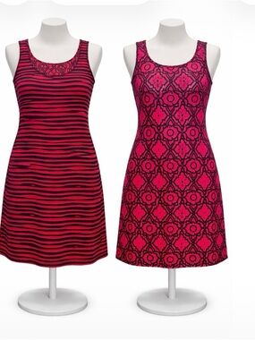 REVERSIBLE New Directions Pink and Navy A-line Dress, Above the knee